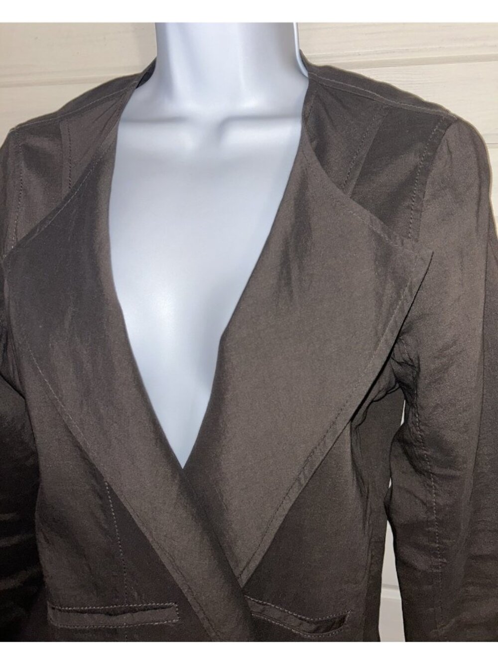 EILEEN FISHER Sz PETITES SMALL PS Blazer Jacket Linen Viscose Open Front EUC